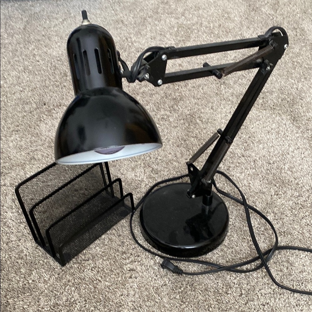 Black Adjustable Desk Lamp with Organizer
